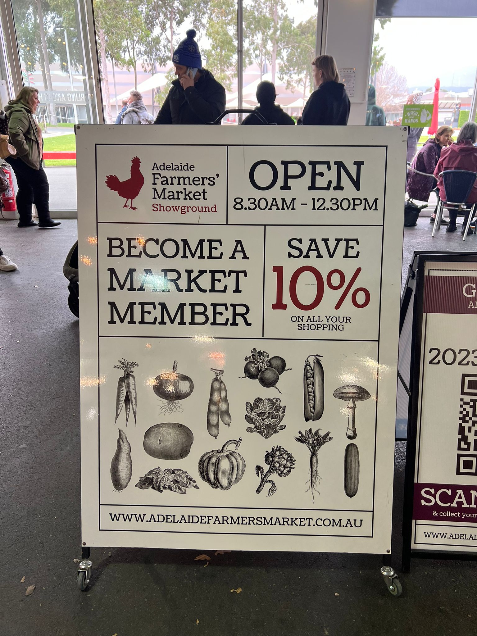 A sign at the Adelaide Farmers’ Market Showground